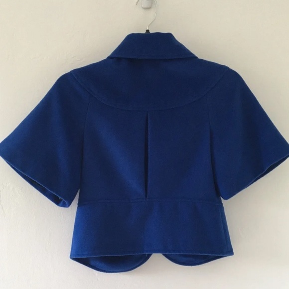 Alice Temperley Target Royal Blue Cropped Jacket XS Brushed Fleece Ruffle - Picture 4 of 7